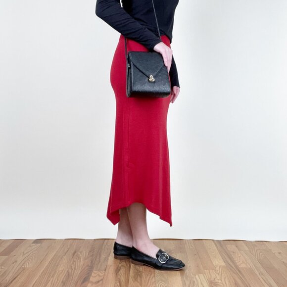 Vintage Merino Wool Column Midi Maxi Skirt Knit High Rise Long Casual Canadian - Picture 2 of 8